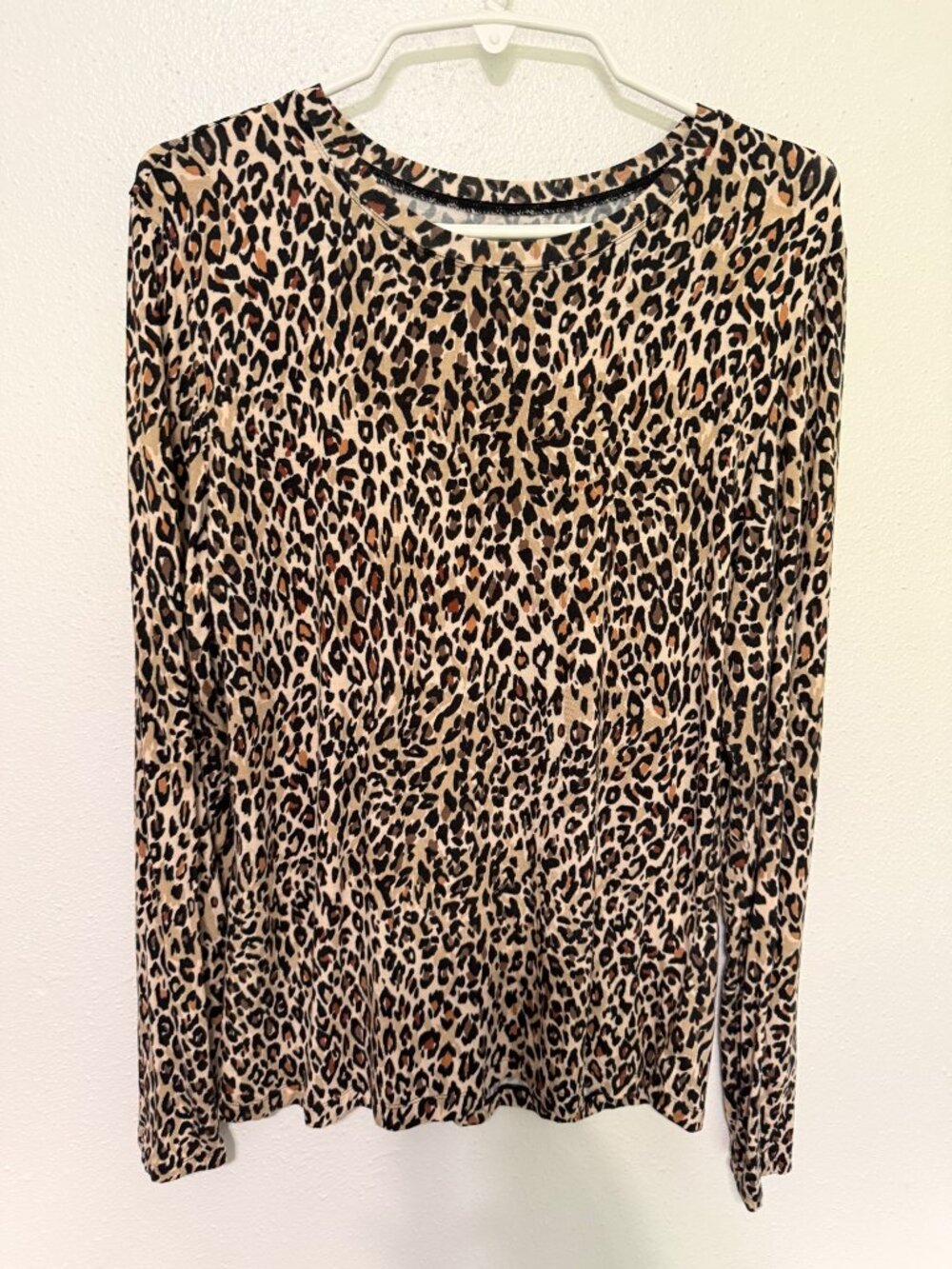 Cuddl Duds Top L/S Leopard Print Brown Black Womans L